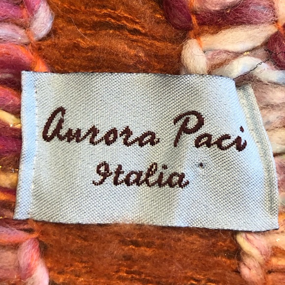 Aurora Paci Italia Woven Wool-Blend Fringe Scarf Made In Italy - Picture 11 of 13